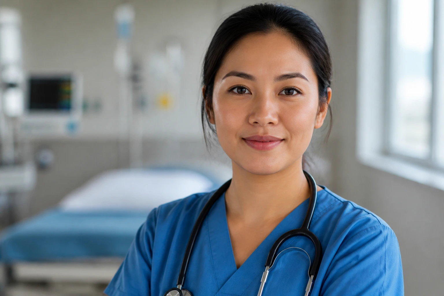 Nurse with stethoscope in clinical setting representing essential credentials