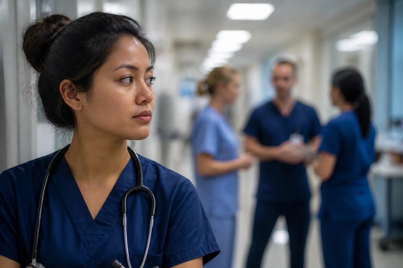 Close-up nurse portrait showing culture shock in Australian nursing