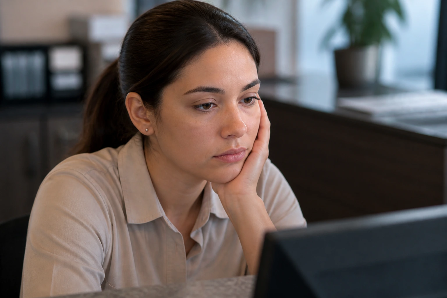 Portrait of an entry-level worker in an office setting