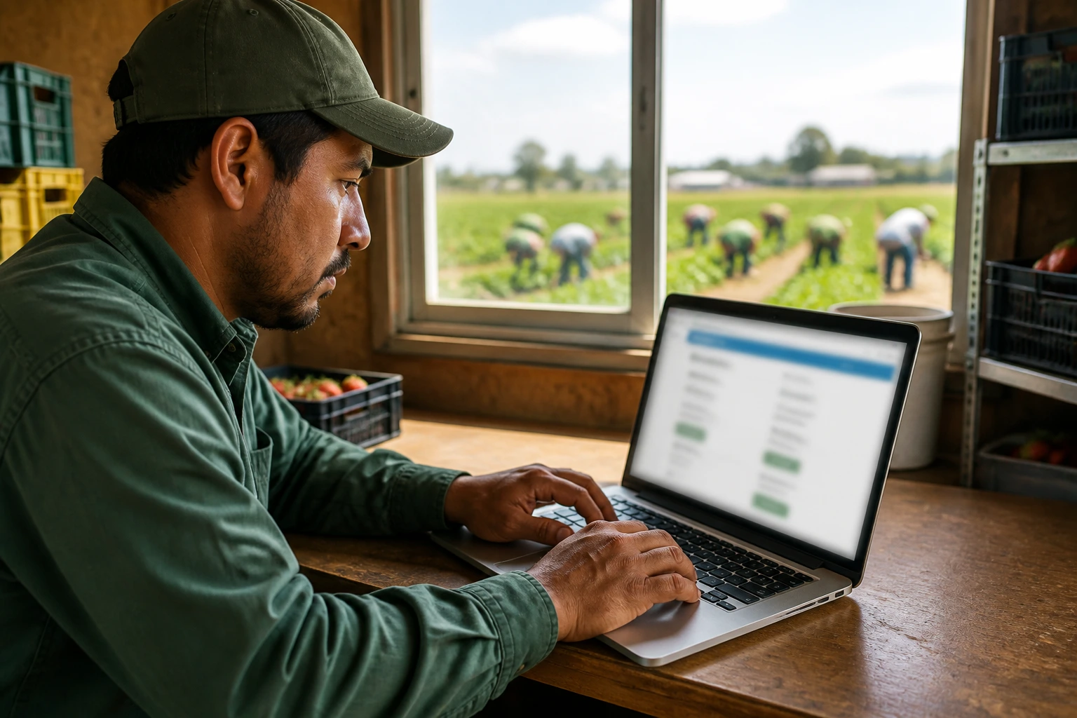Worker using a laptop to browse official job postings