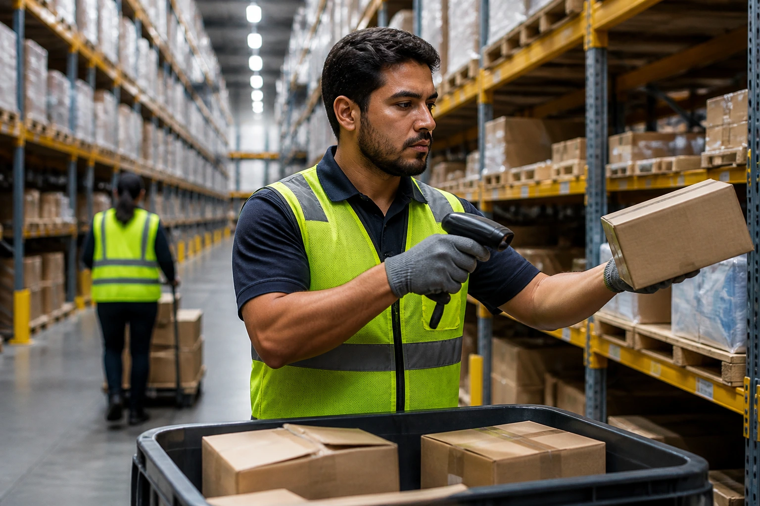 Order picker illustrating physical demands and shift reality