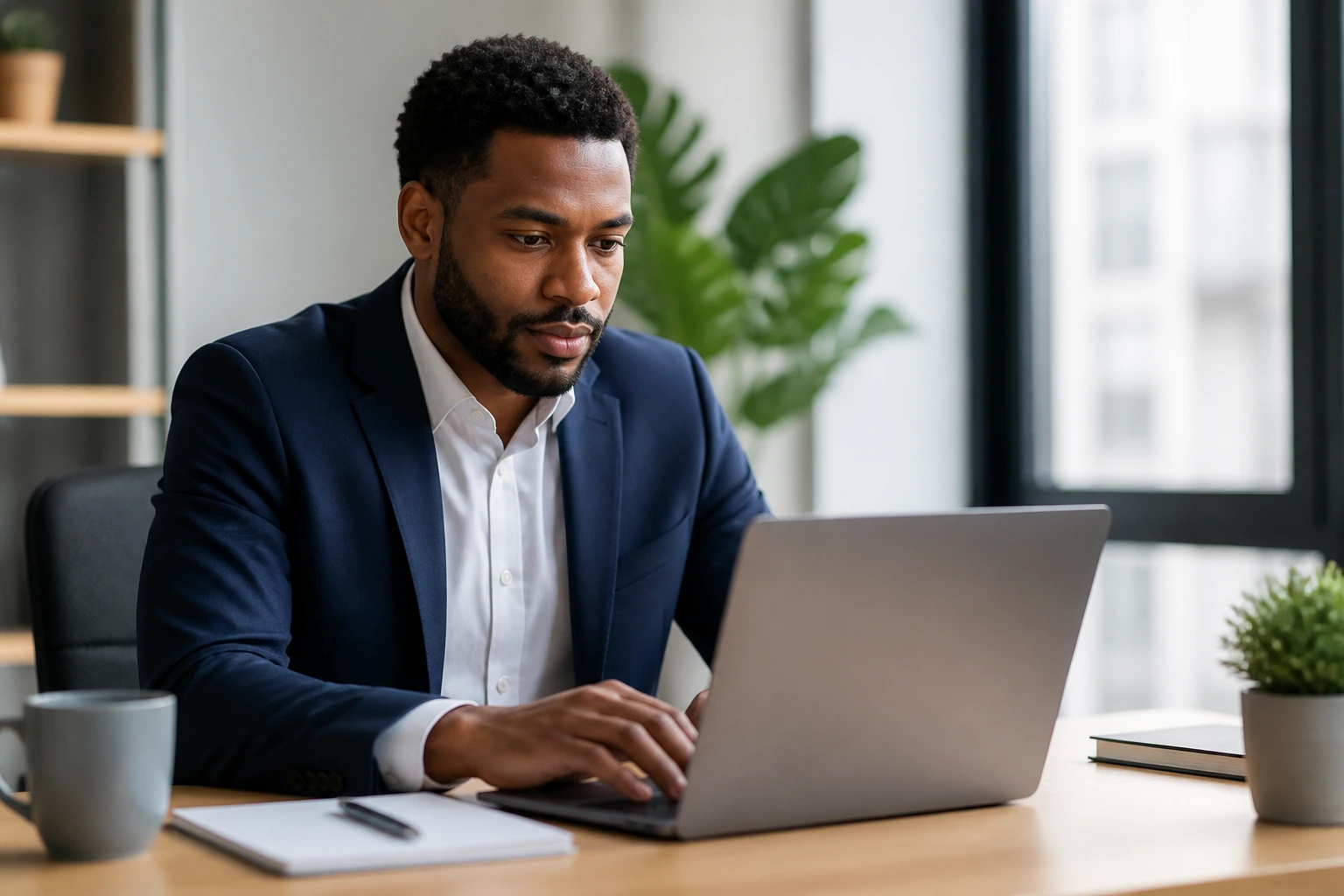 Portrait of a professional sending a targeted outreach email on a laptop