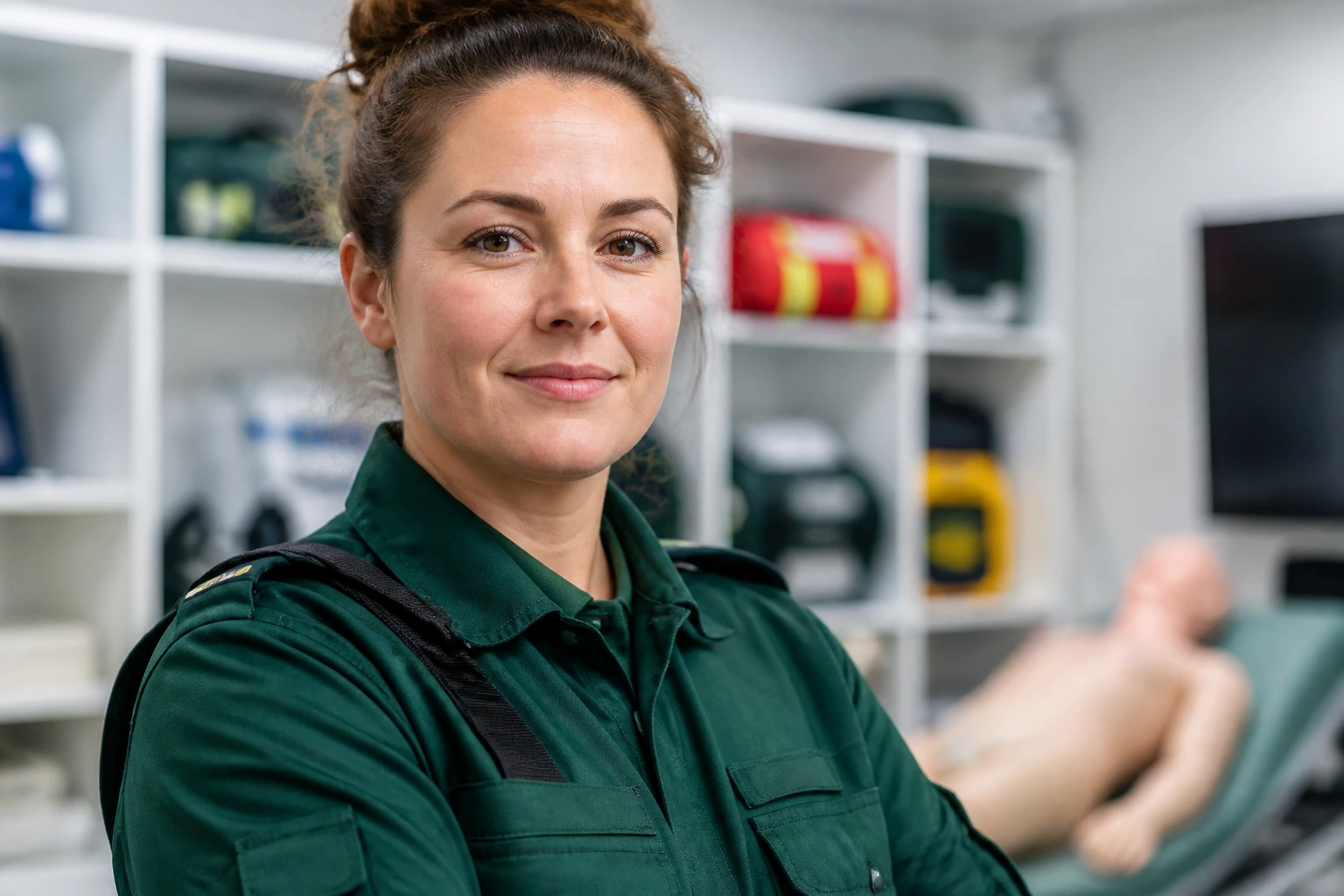 Paramedic in a training environment representing career progression.