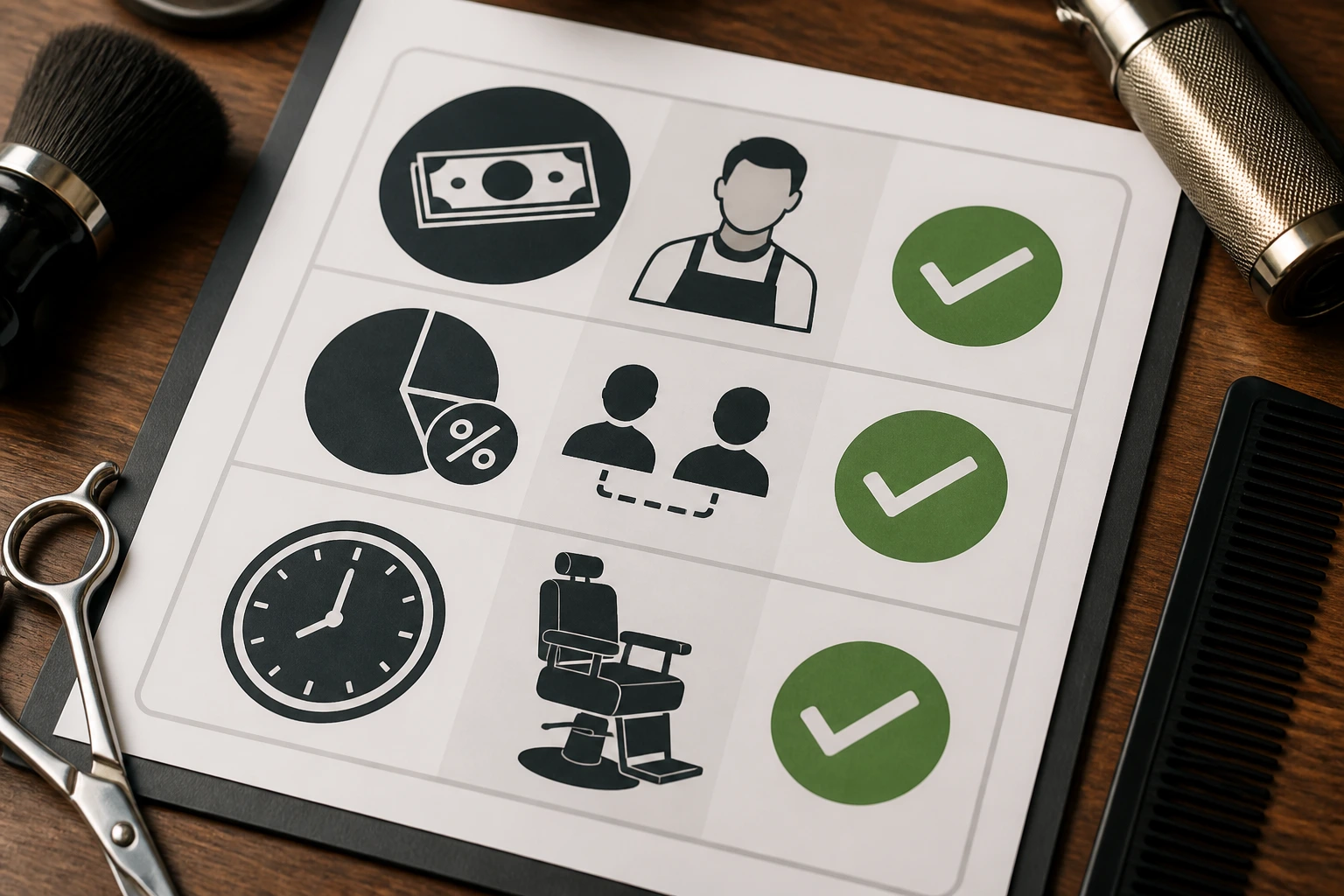 Close-up of an ad layout with pay and hours icons, no text visible