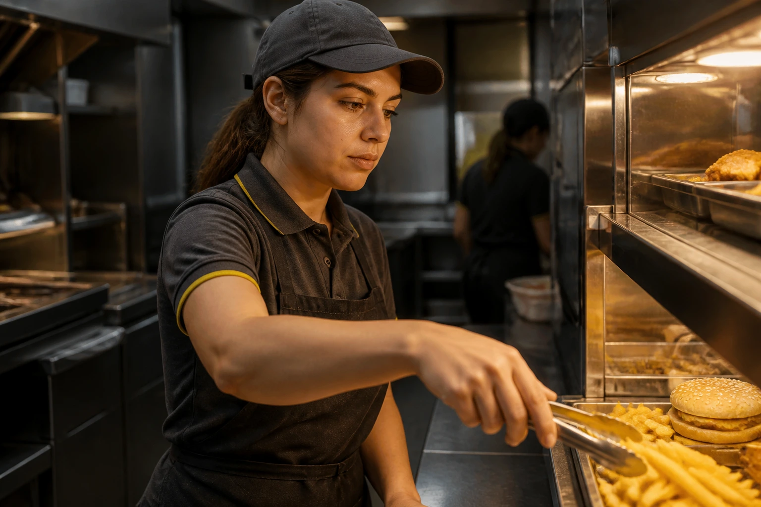 Crew member in kitchen illustrating real work conditions