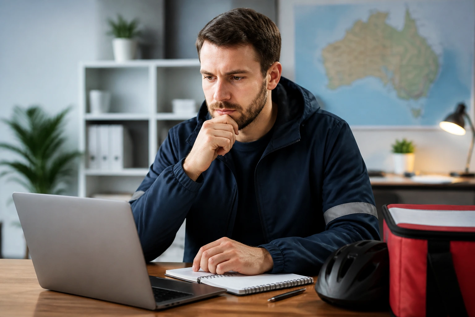 Portrait of a worker evaluating pay and sponsorship realities
