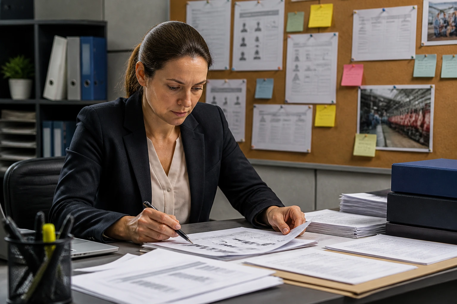 Office scene showing a recruiter planning PERM labor recruitment.