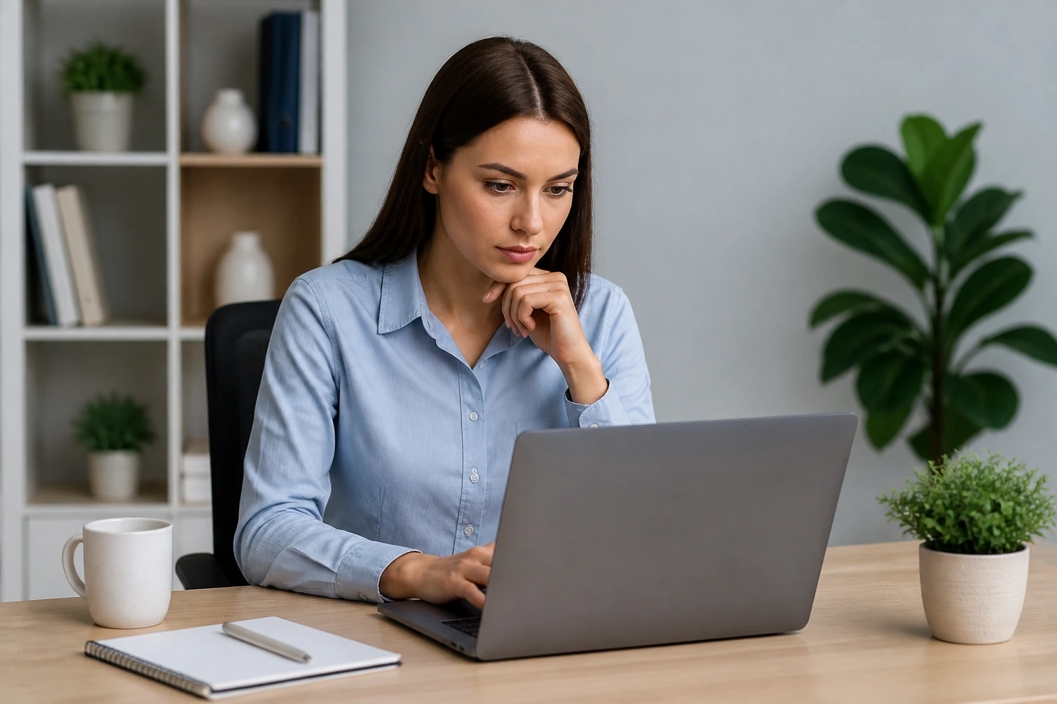 Job seeker in a modern office searching for sponsorship