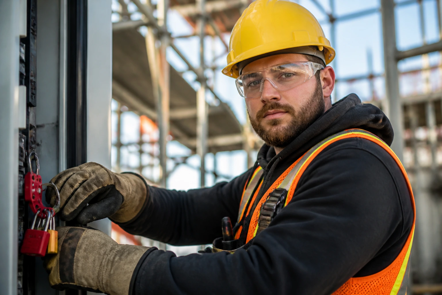 Worker wearing PPE on Canadian construction site
