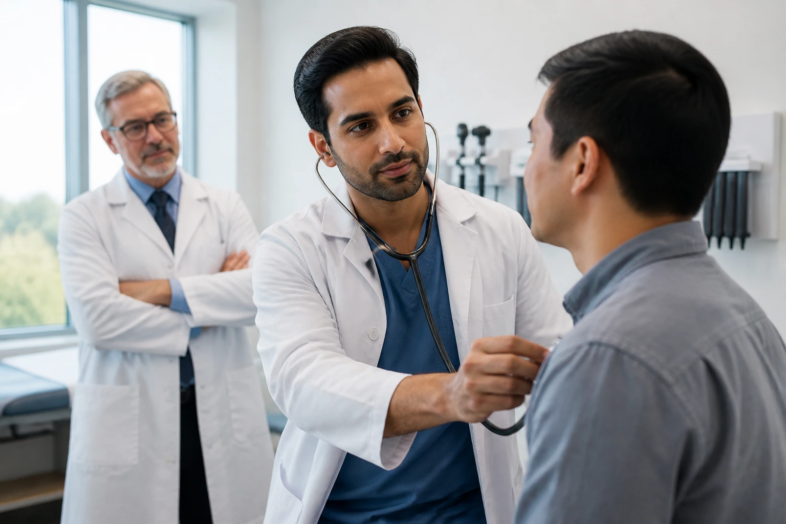Physician undergoing PRA in a clinical setting