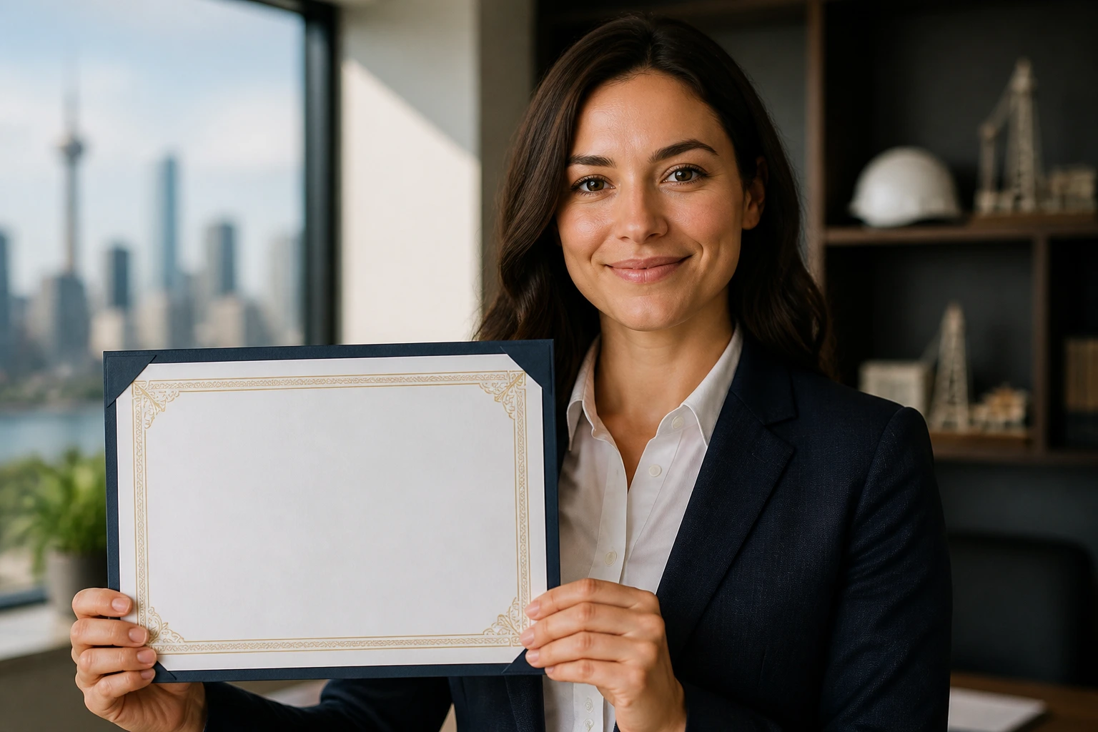 Close-up portrait of a professional holding a blank certificate, symbolizing certifications in job applications.