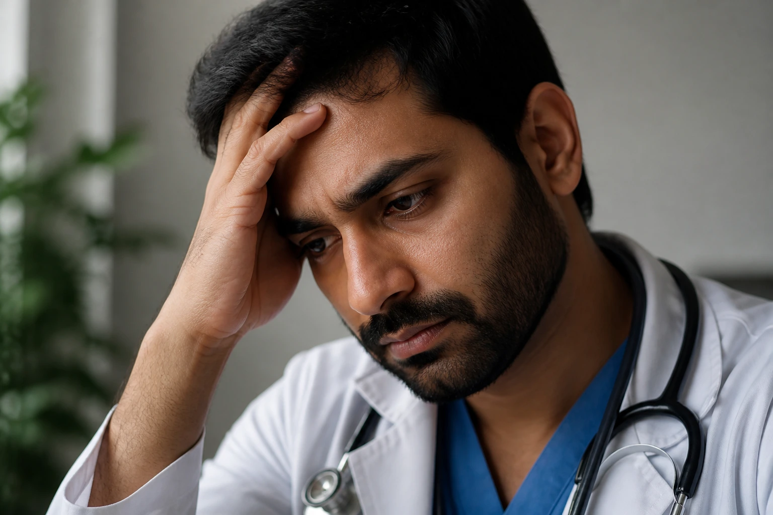Person in quiet room representing stress management during licensing journey