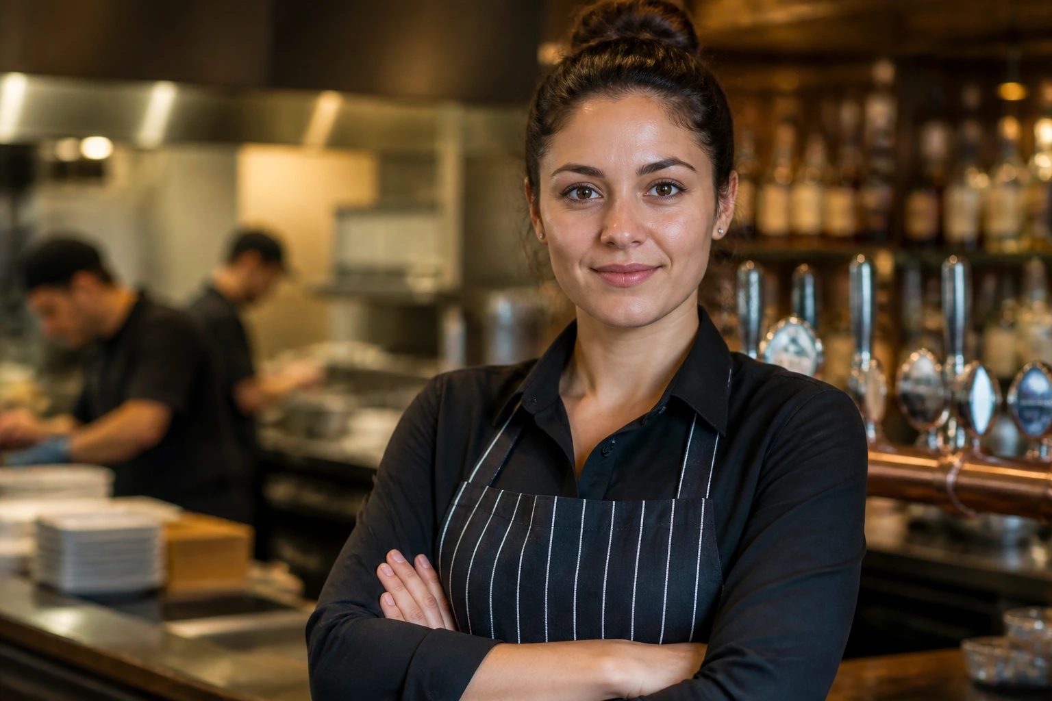 Pub supervisor or kitchen lead portrait in a pub setting