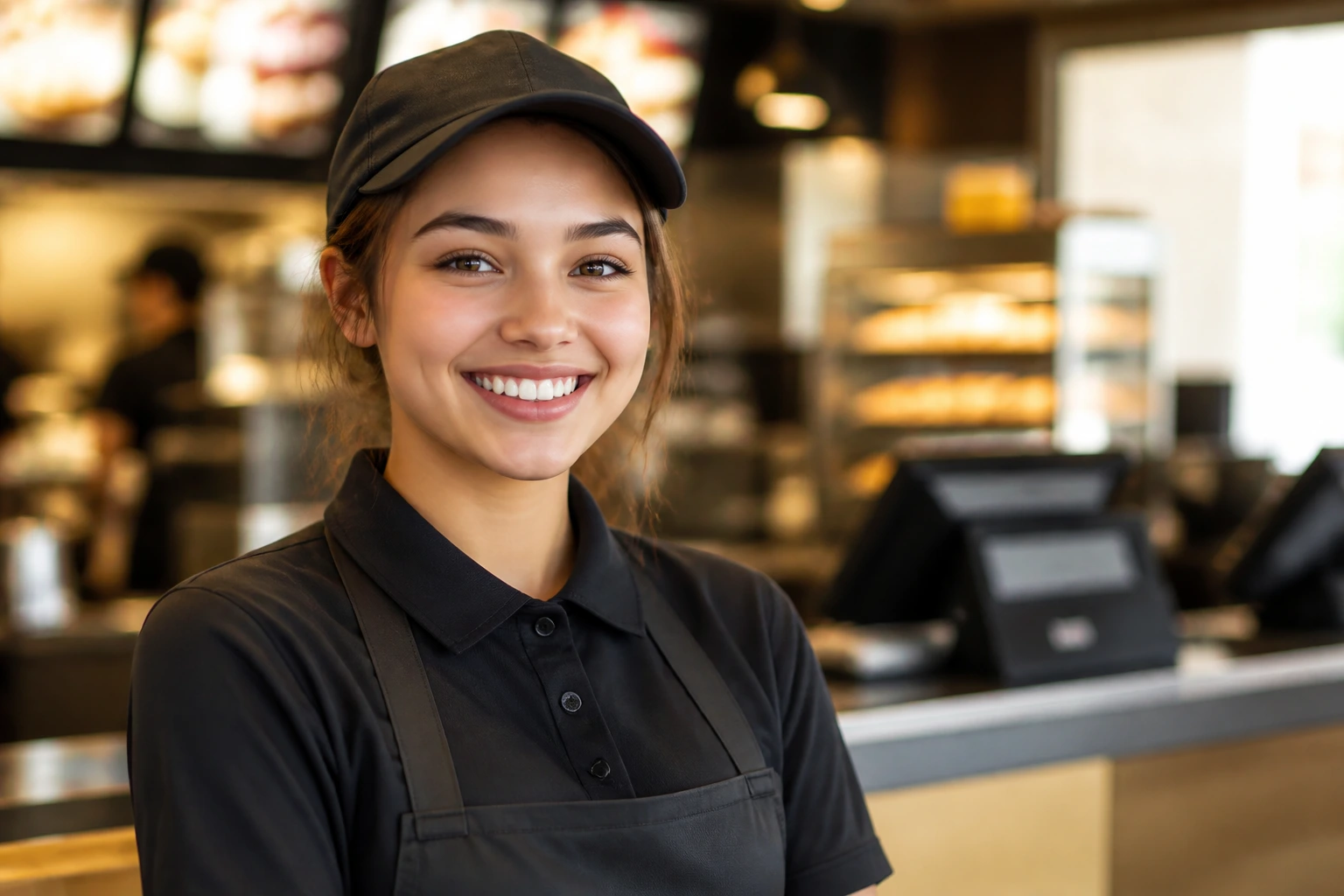 Portrait of QSR crew member in store interior