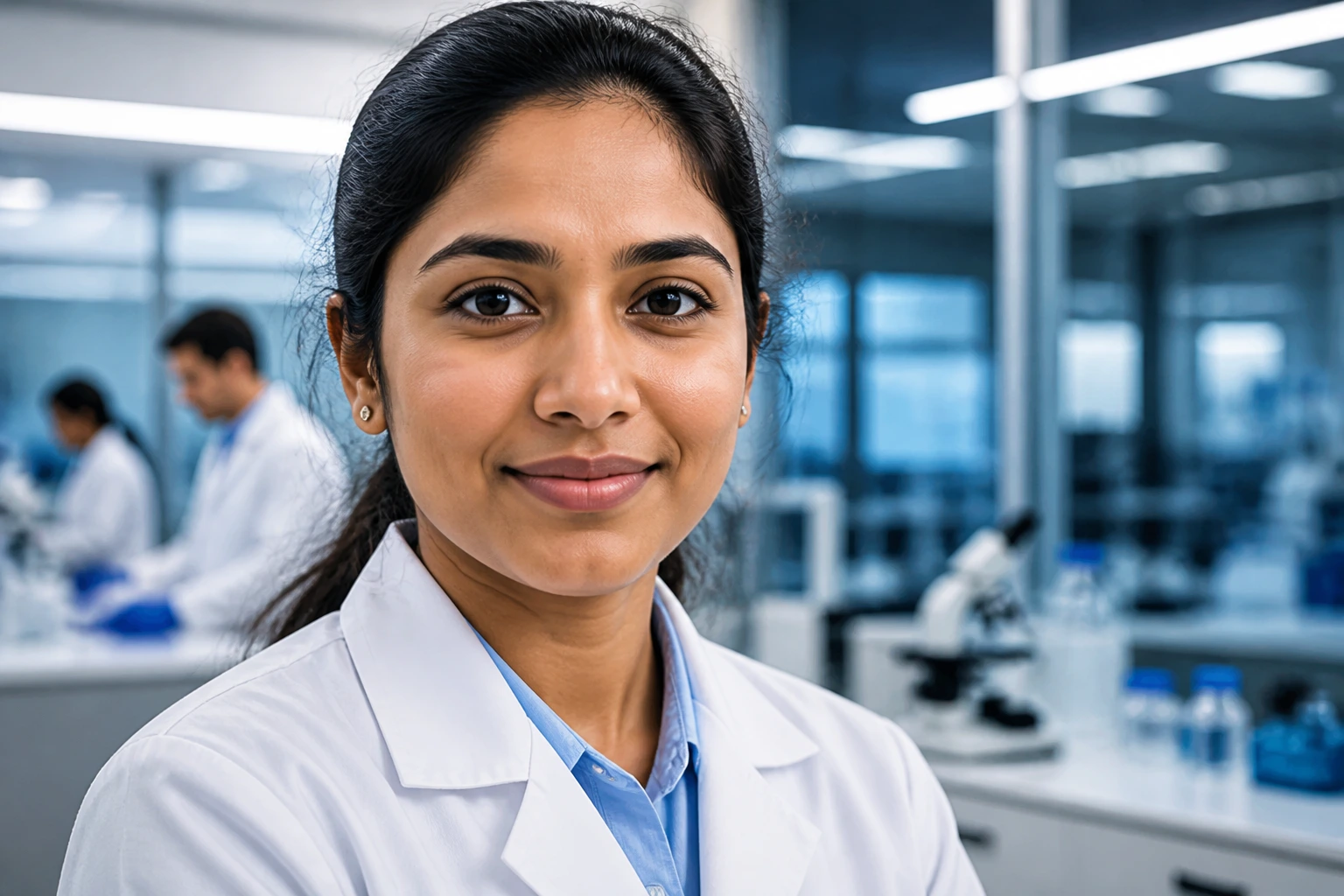 Close-up of a scientist in a lab to reflect Raleigh-Durham's biotech and IT research market.
