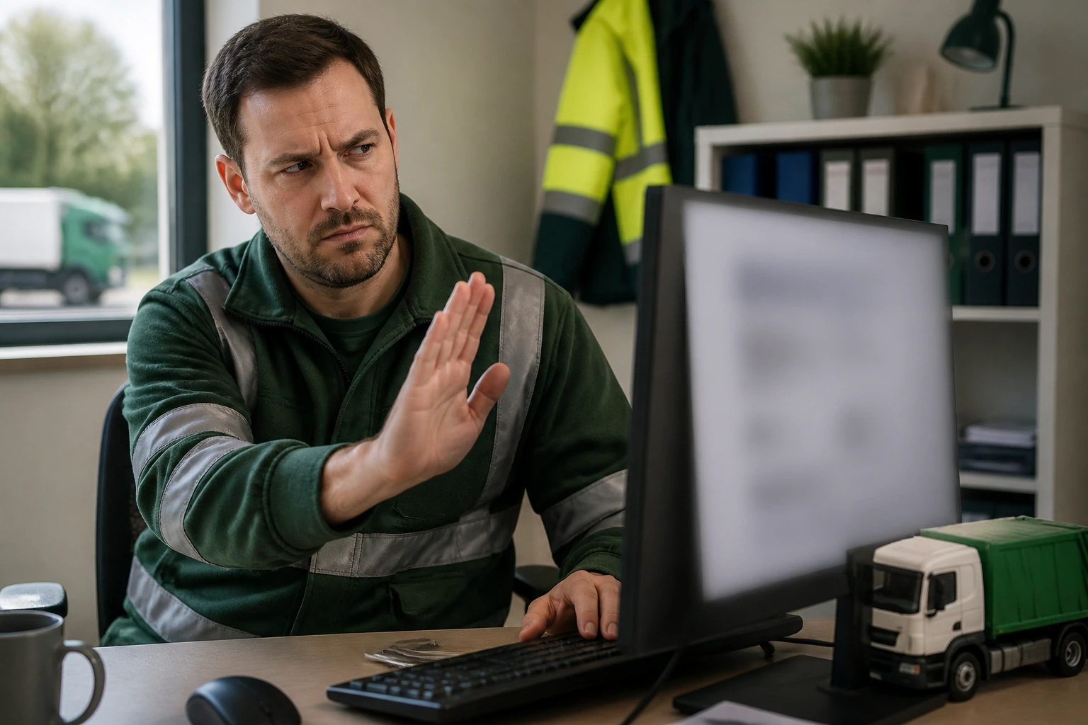 Person wary at a computer, signaling a fake recruitment offer
