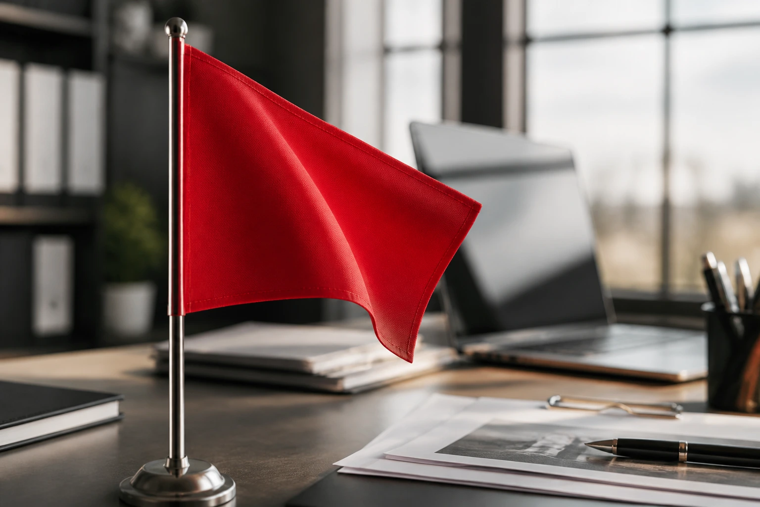 Red flag symbolizing warnings in sponsored job ads and migration promises