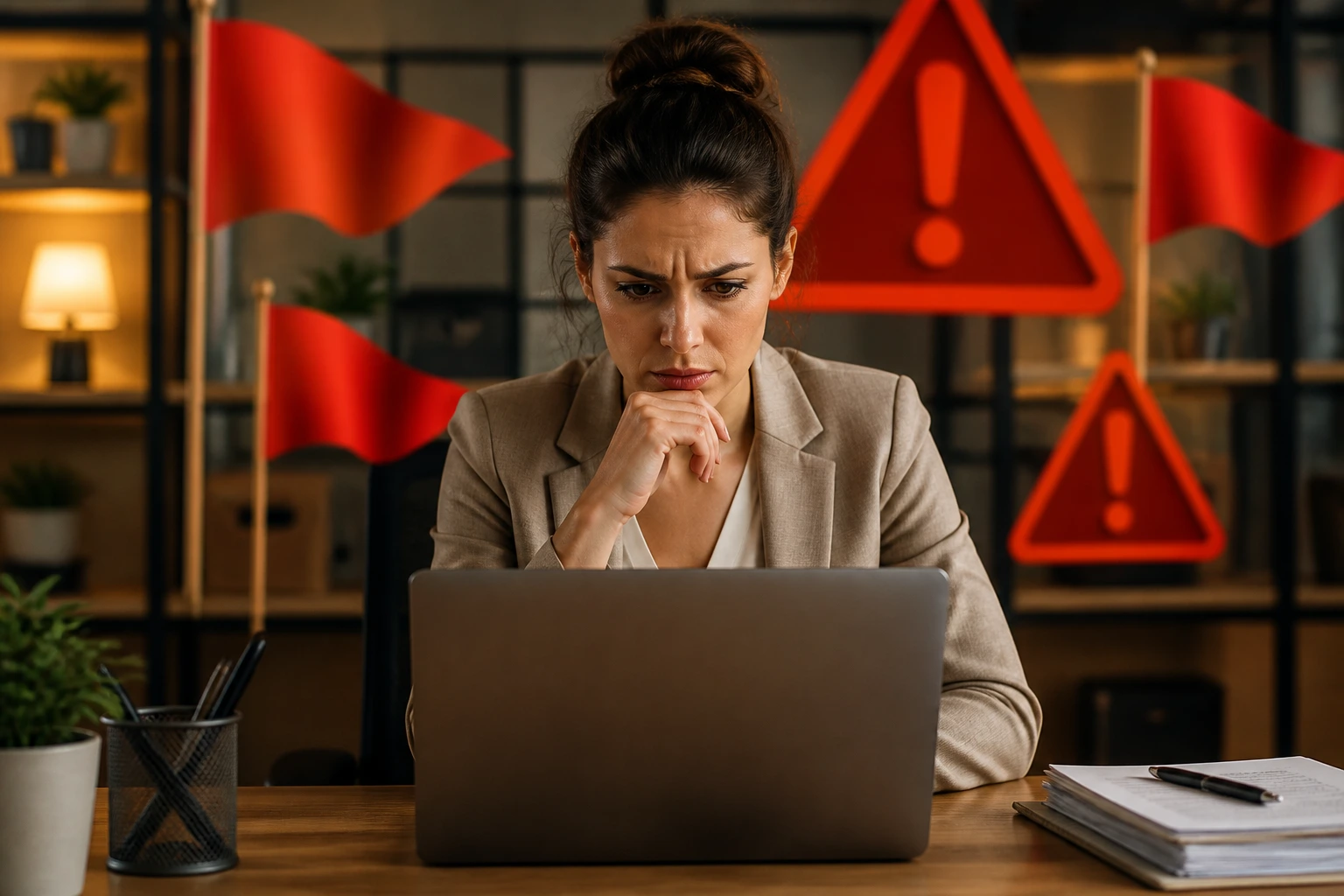 Person recognizing red flags in a sponsorship job context