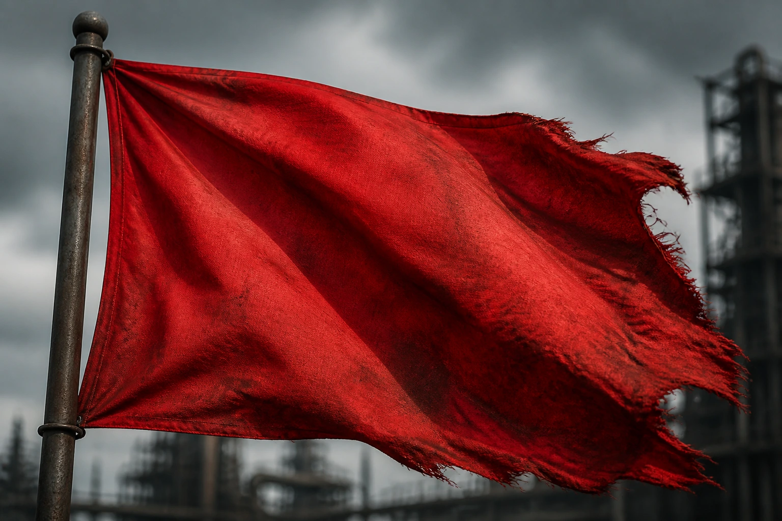 Close-up of a red warning flag filling the frame symbolizing sponsorship red flags