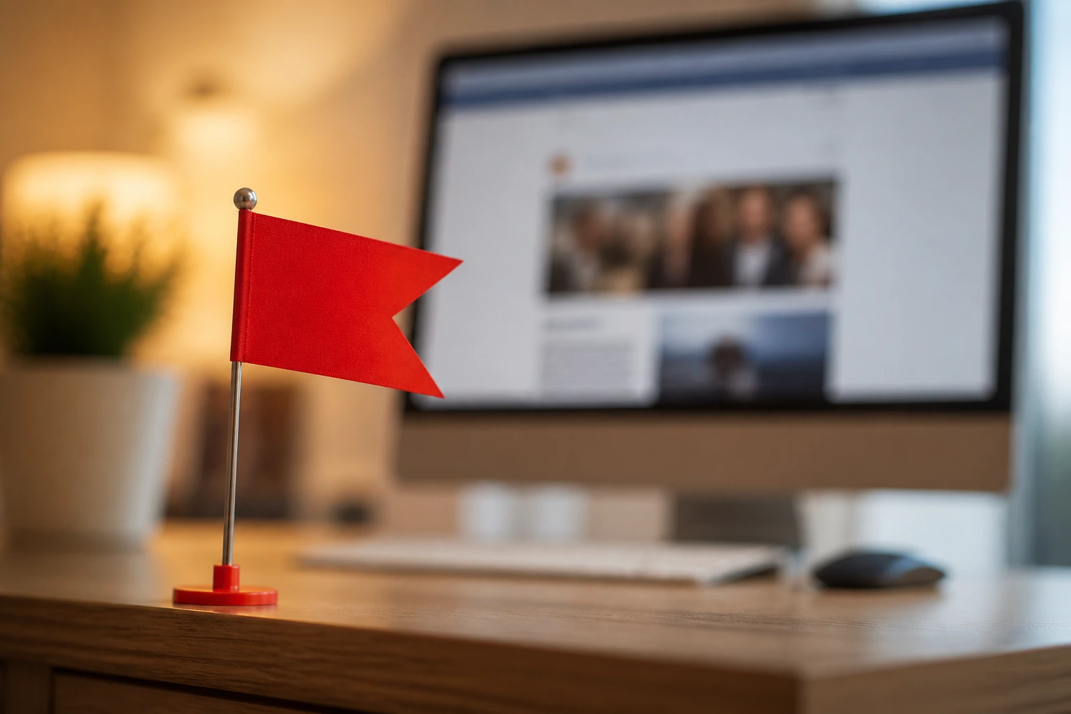 Red flag symbol on a desk representing sponsorship red flags in job listings