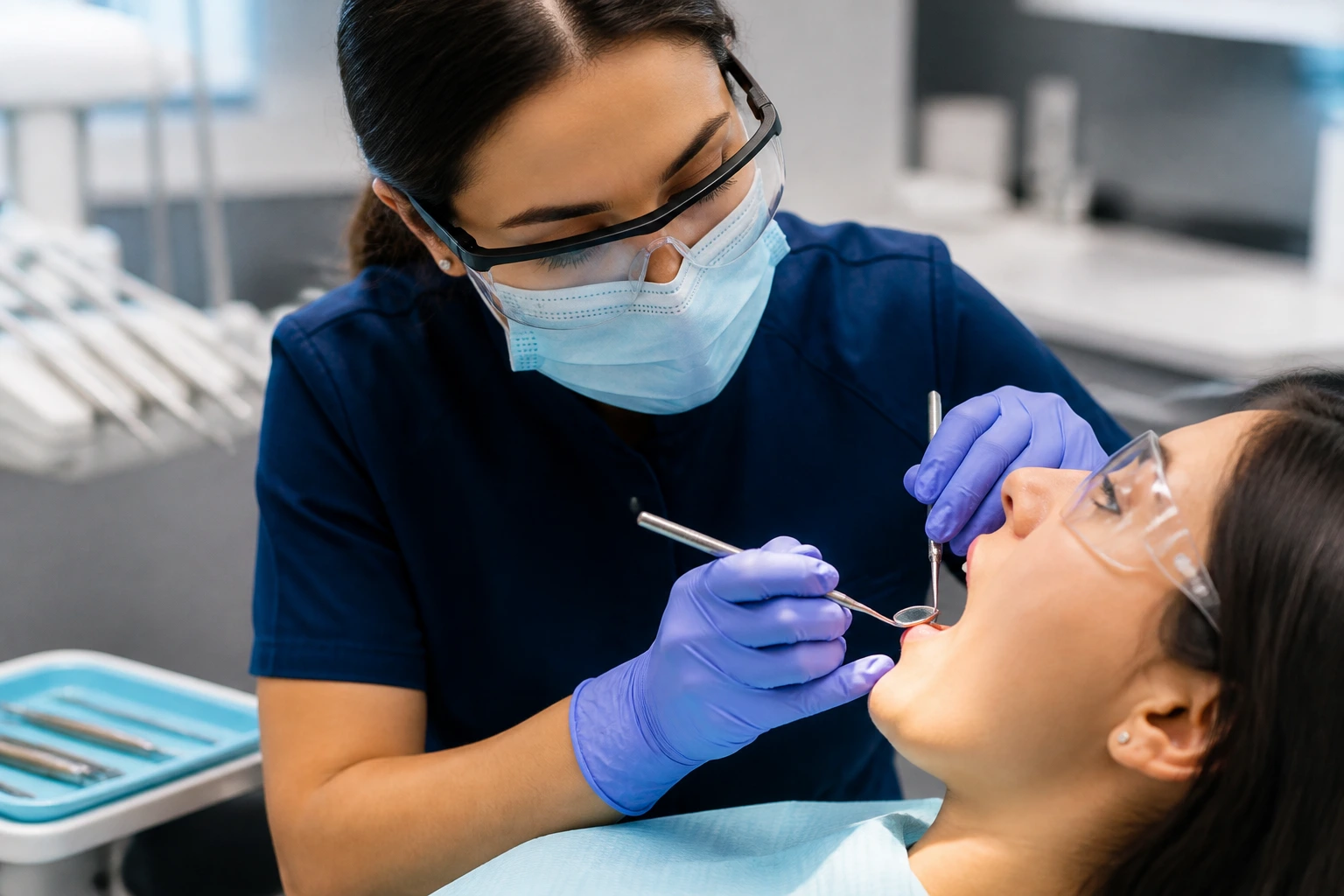Clinician performing regional clinical examination on a patient