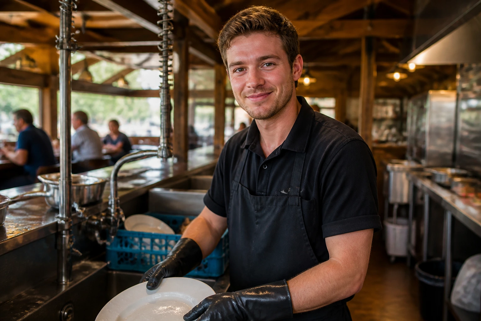 Regional hospitality kitchen scene with staff member, illustrating venues likely to consider overseas workers