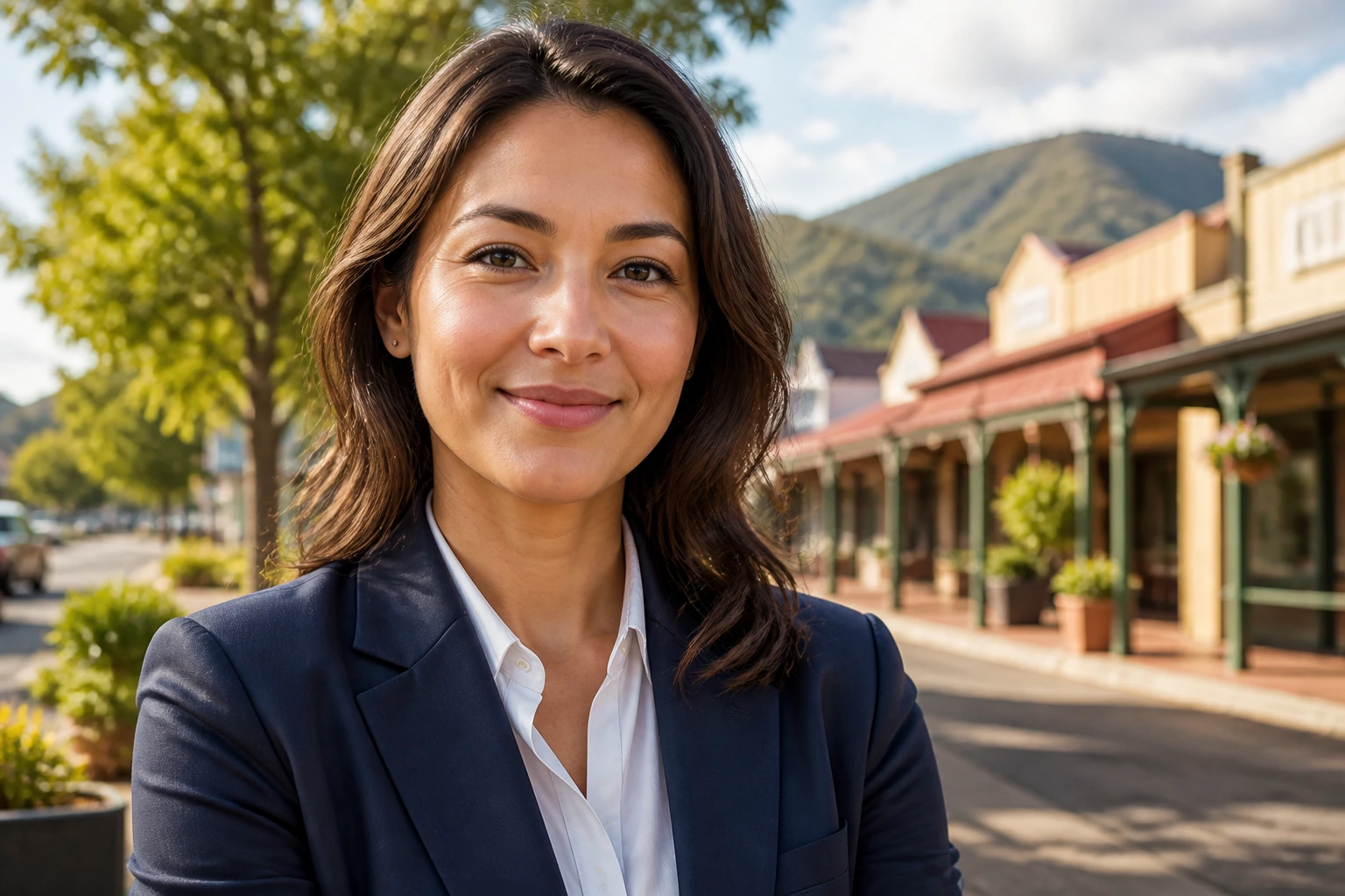 Portrait of a professional in a regional Australian town setting, symbolizing regional visa strategy