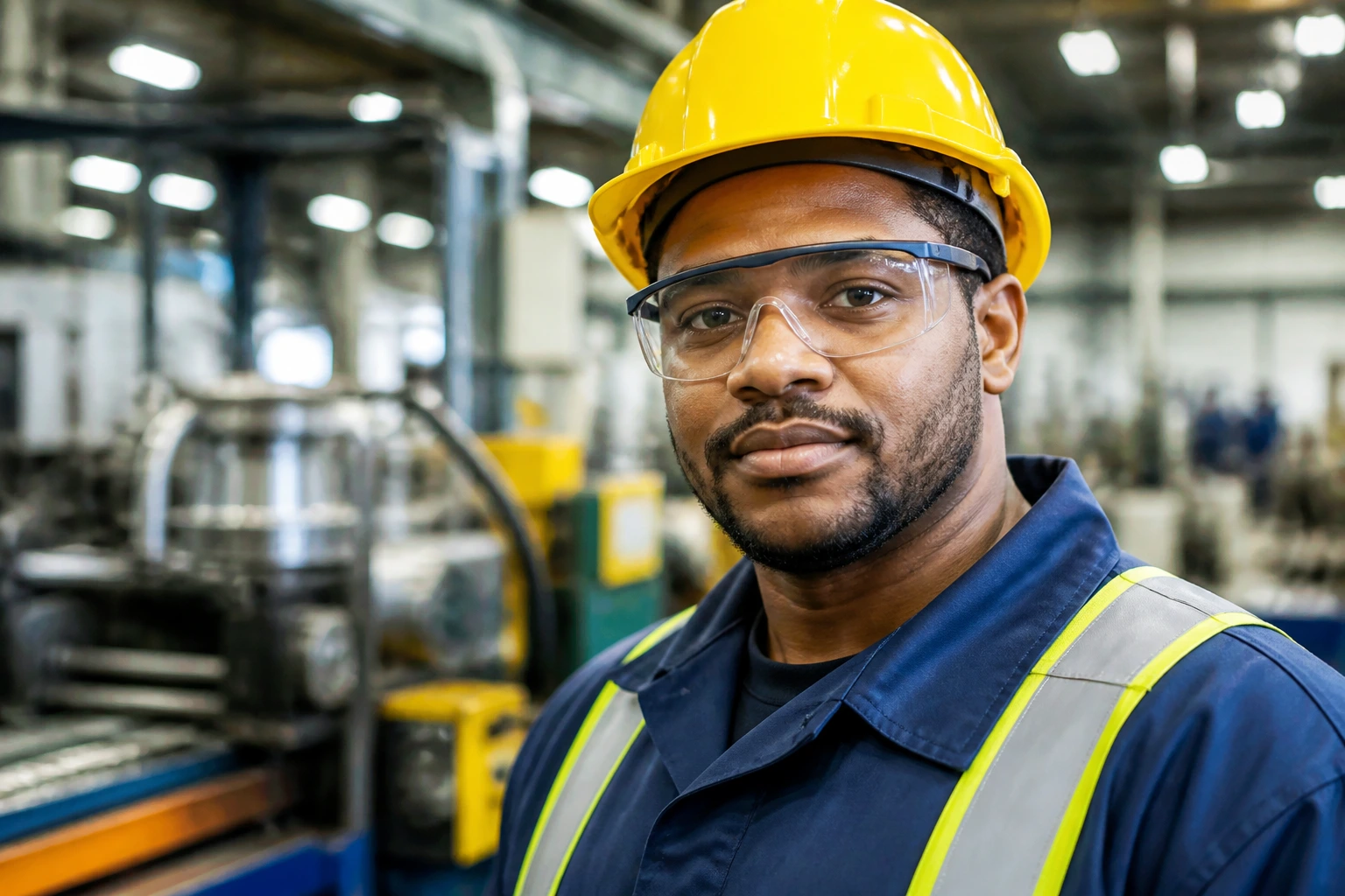 Factory worker showing reliability and readiness for sponsorship