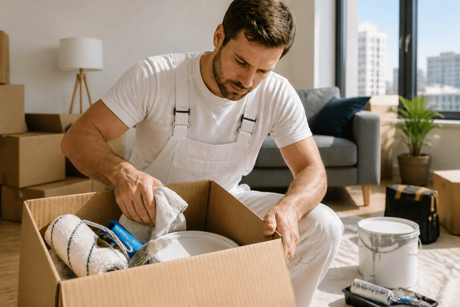 Person packing a box in a new apartment illustrating relocation costs