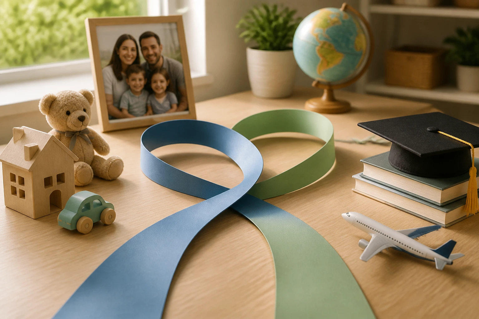 Two intertwined ribbons representing rematch and extension concepts