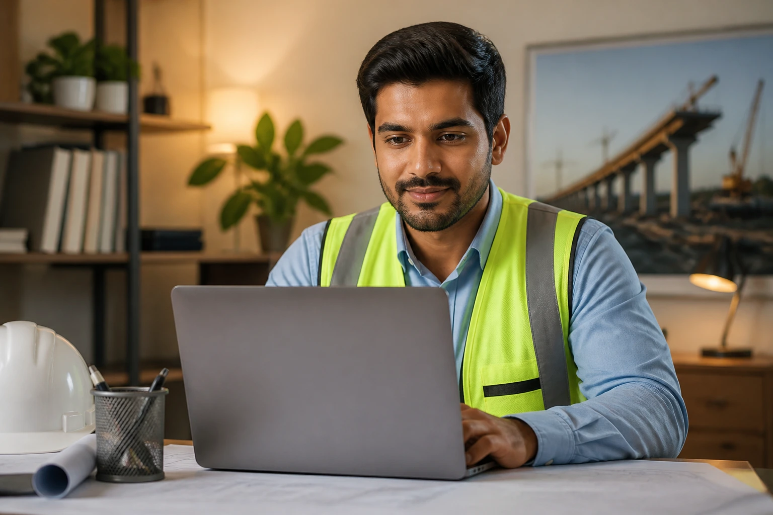 Engineer building professional network remotely from home.