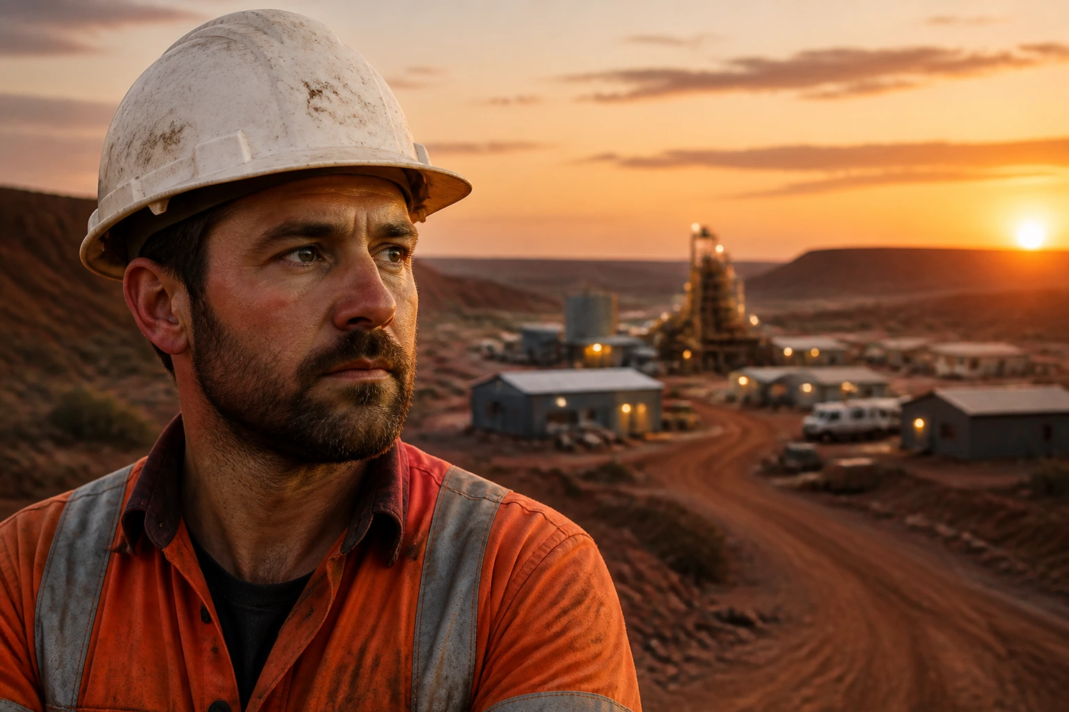 Engineer in remote mining town setting highlighting living challenges.