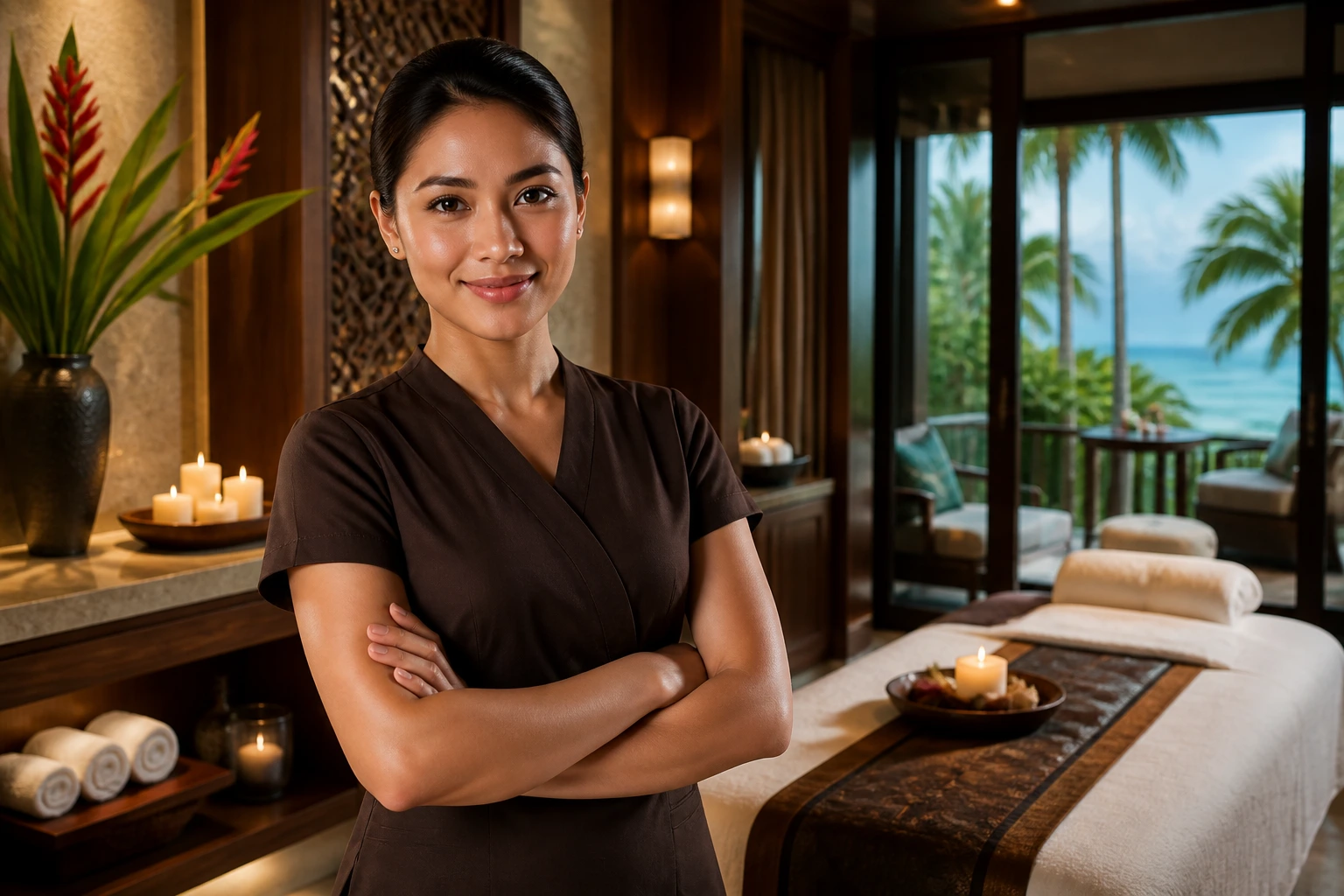 Therapist in a luxurious resort hotel spa