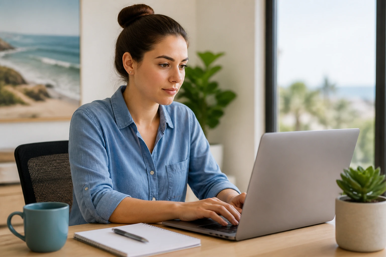Close-up of a person typing on a keyboard, crafting an Australian-style resume