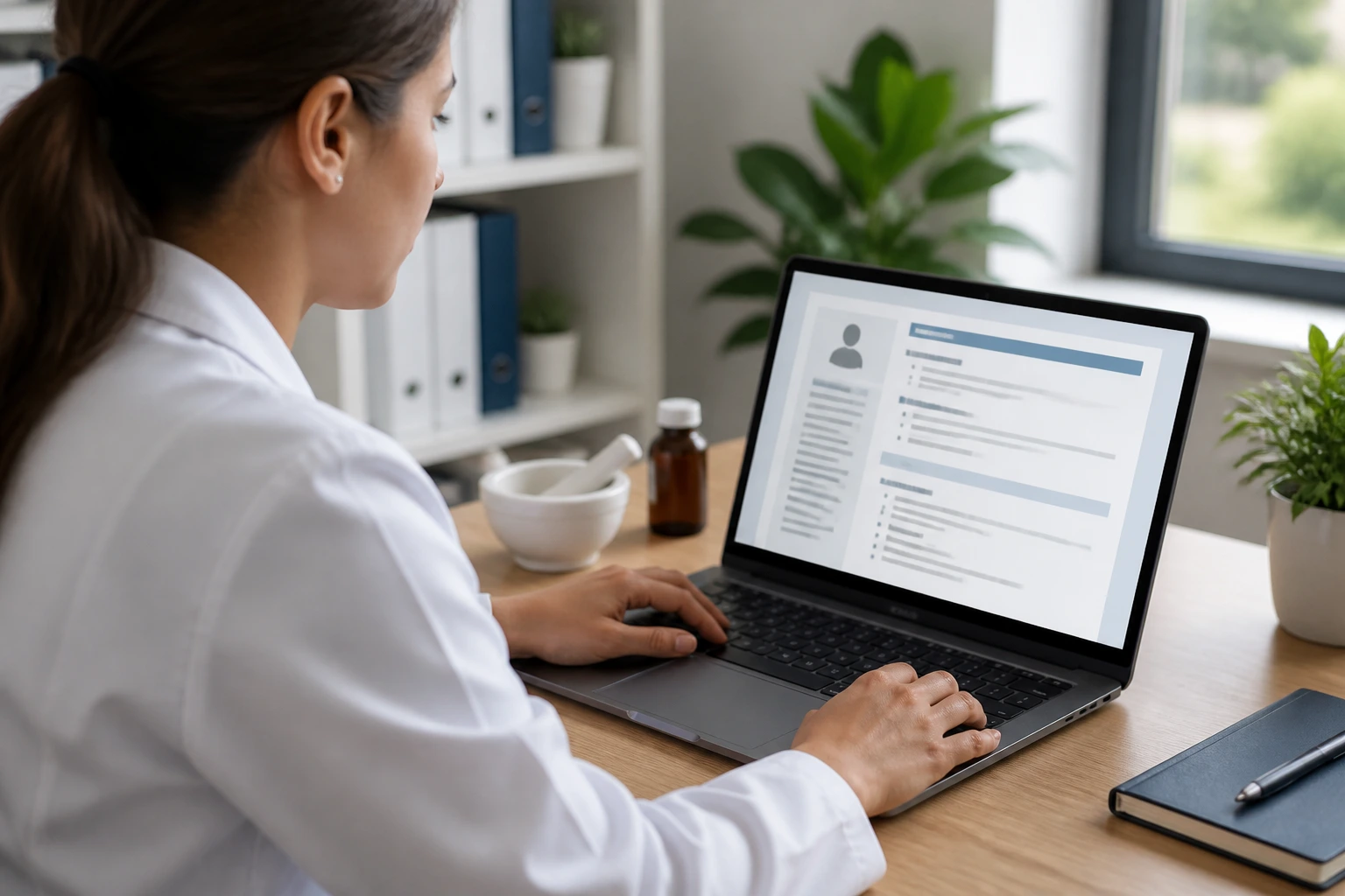 Australian pharmacy resume writing, professional at desk