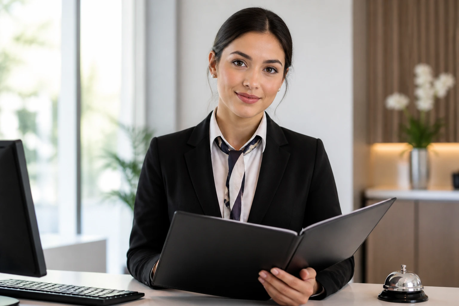 Professional candidate with portfolio in a bright office
