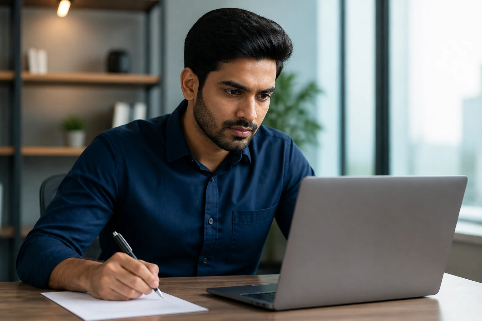 Applicant building a US-style resume at desk
