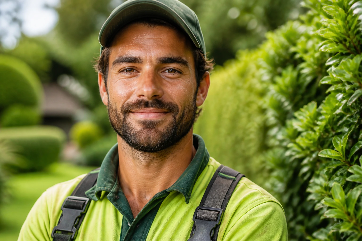 Professional portrait of a gardener conveying confidence and readiness