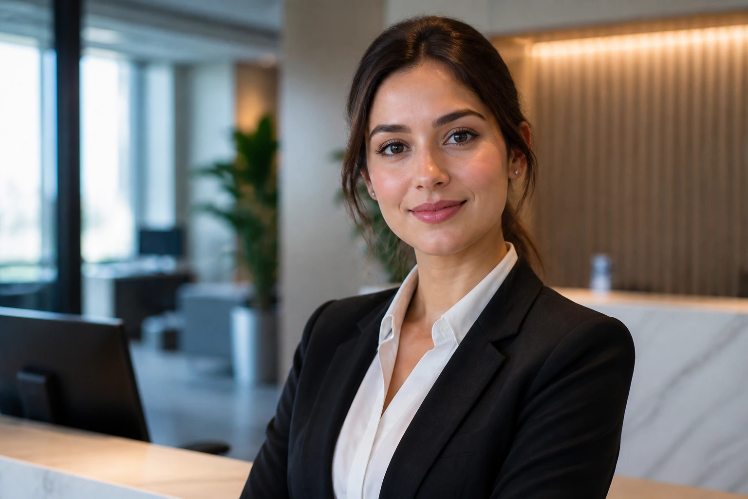 Professional candidate posed in office to symbolize a sponsorship-ready resume.