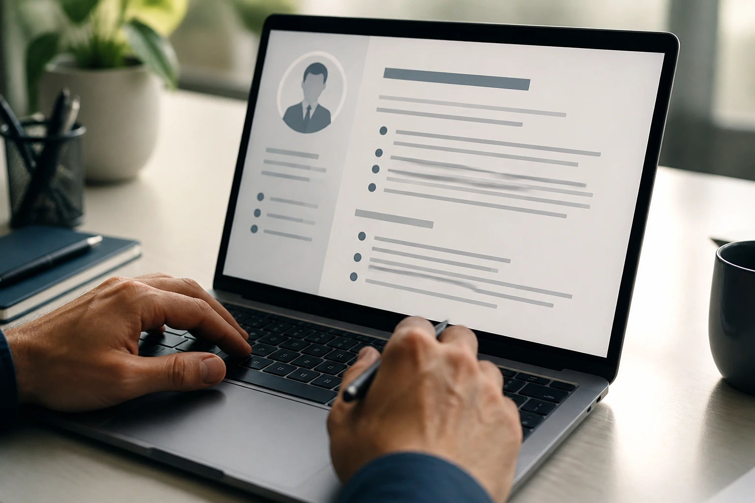 Close-up of hands editing a resume focused on sponsorship readiness