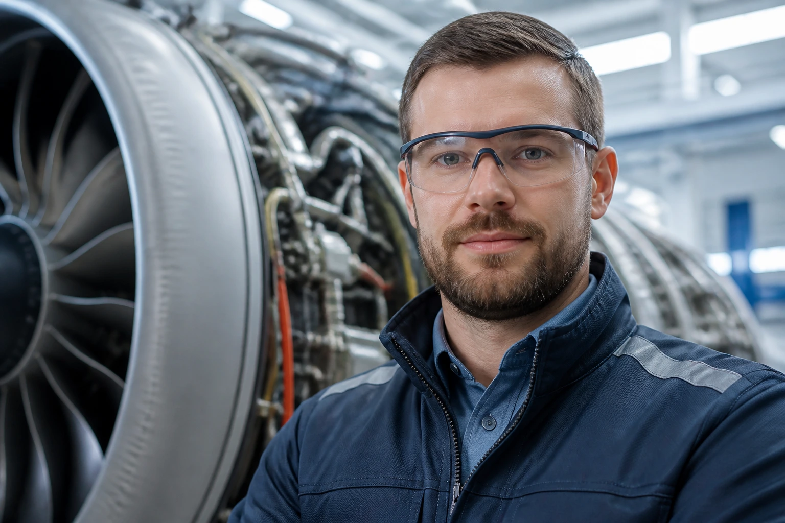 Engineer portrait in an aerospace facility representing Rolls-Royce