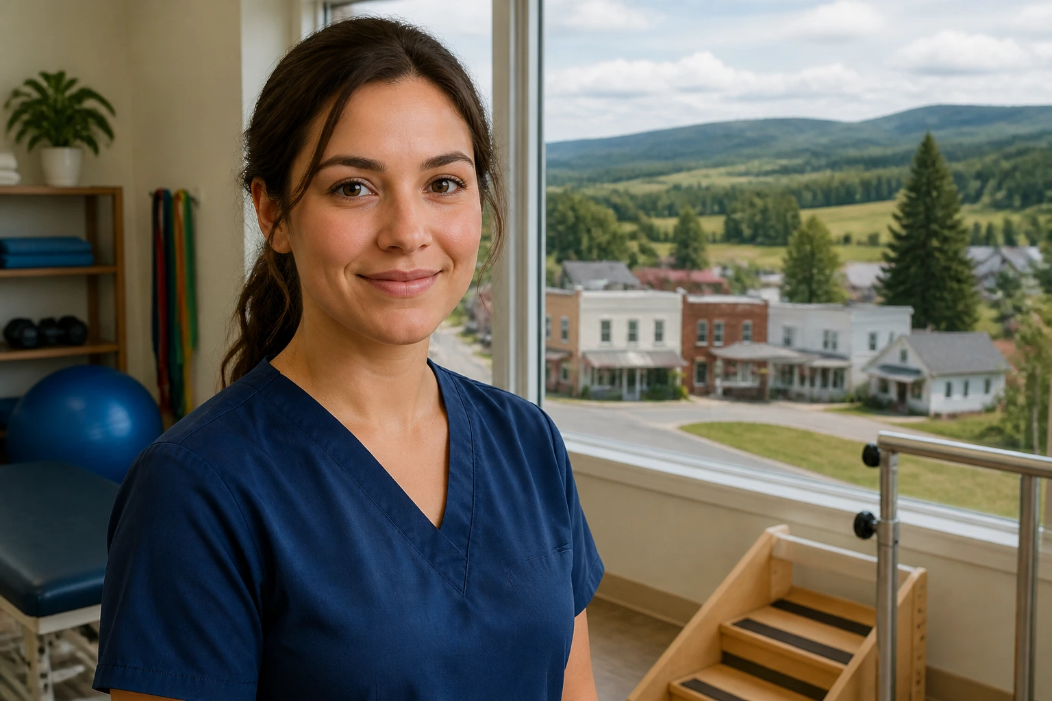 Physiotherapist in a rural clinic highlighting sponsorship opportunities