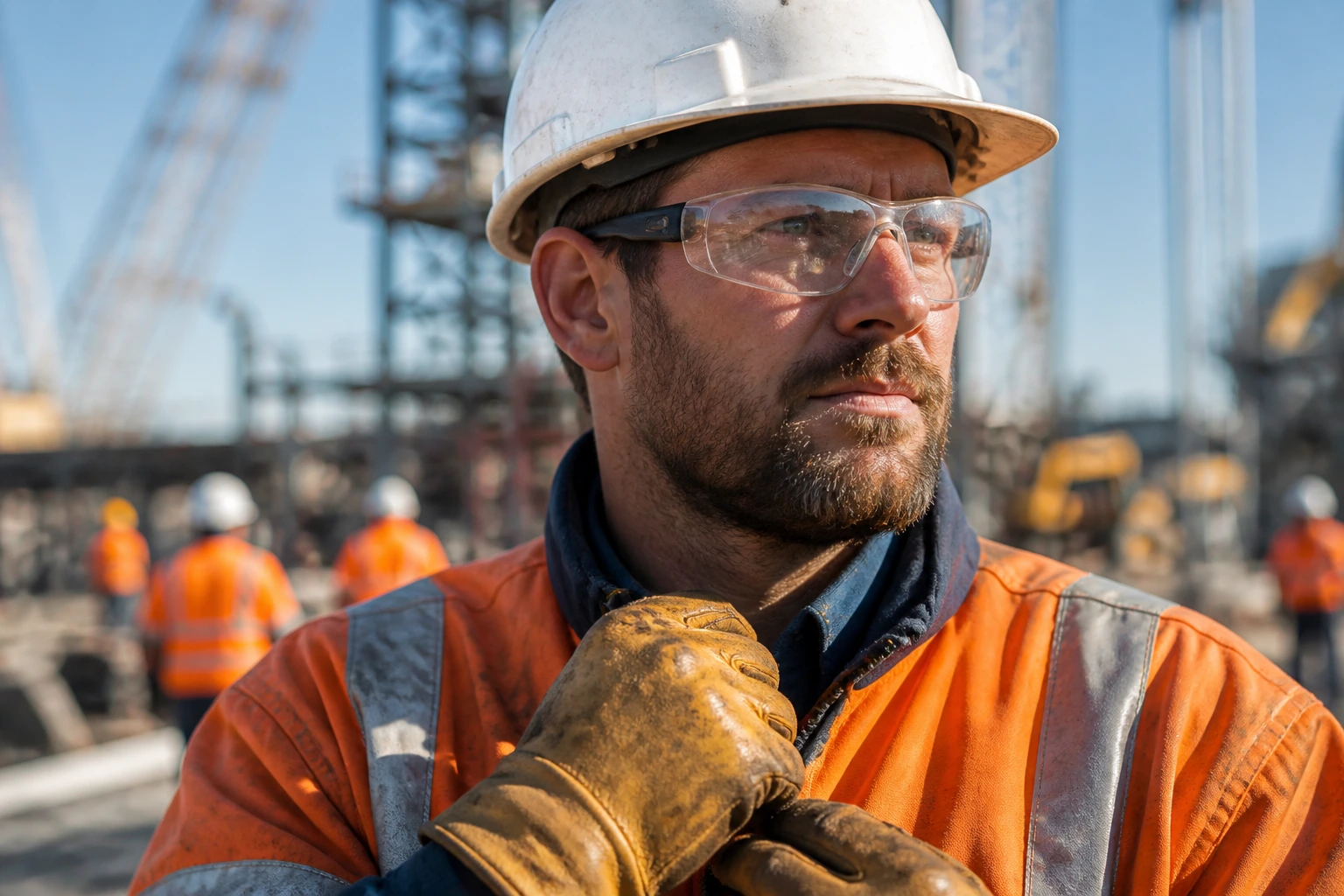 Worker in PPE on an Australian job site, focused on safety culture