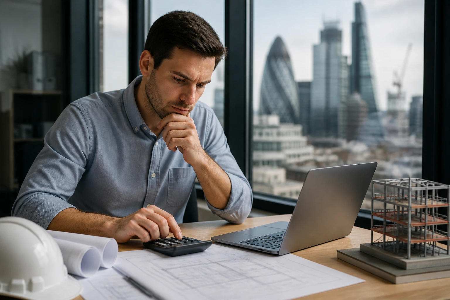 Engineer at a desk considering salary versus cost of living in the UK