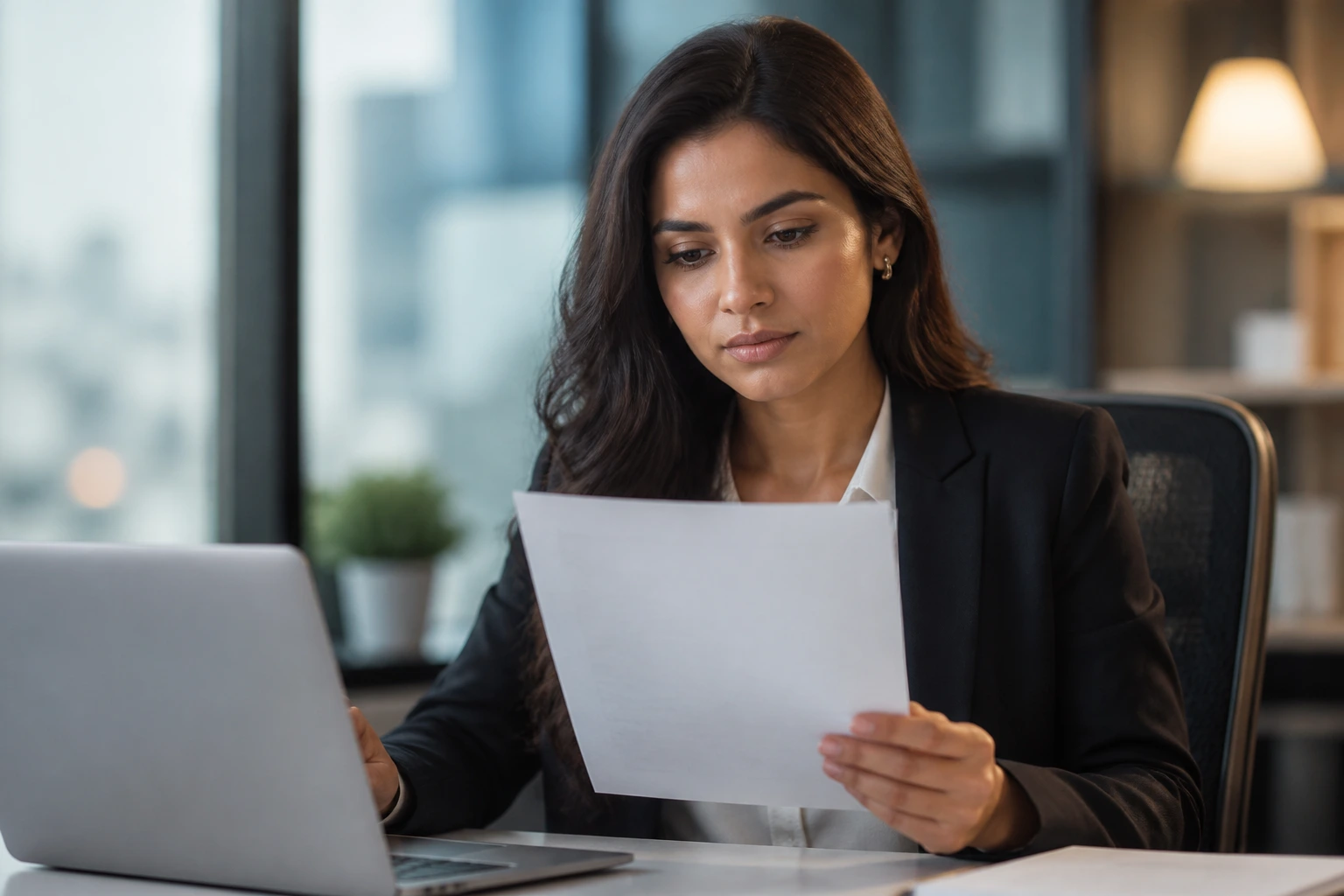 Close-up portrait of a professional negotiating salary in sponsorship context at a desk