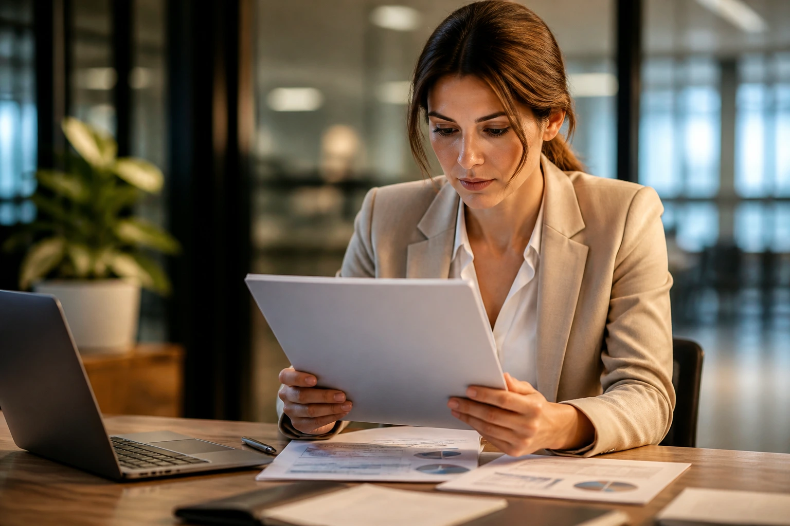 Professional evaluating compensation package with focus on benefits and superannuation