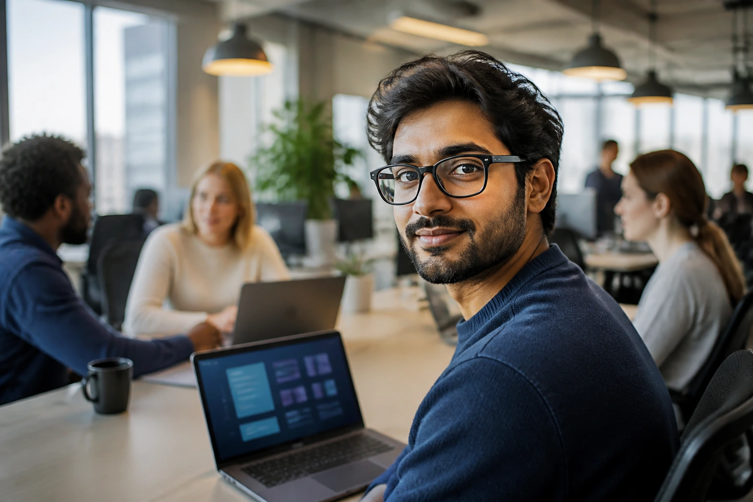 Portrait of a Salesforce professional in a modern UK office
