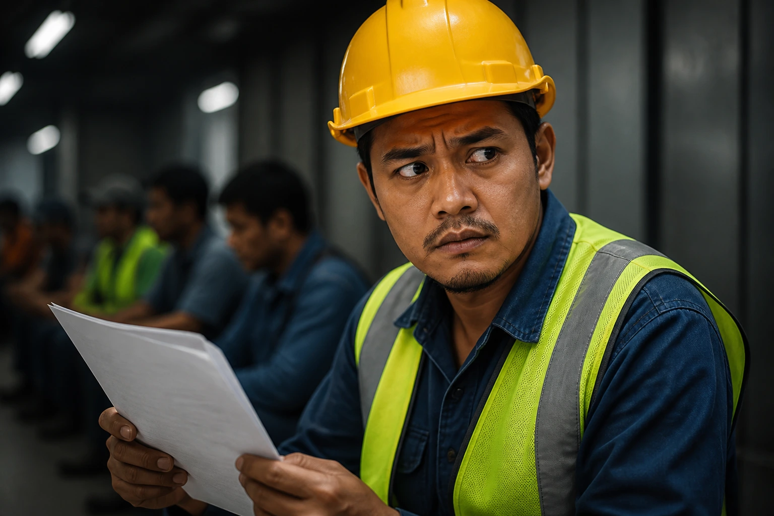 Cautious worker on alert against recruitment scams.