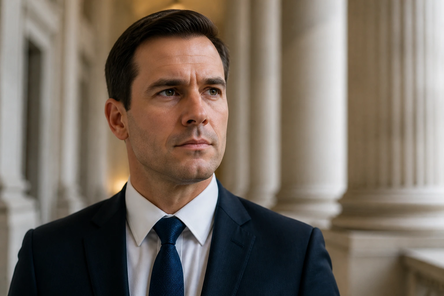 Close-up portrait of a professional in a government setting
