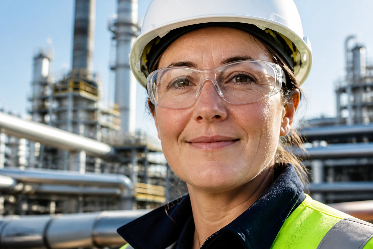 Close-up portrait of a real engineer at an energy facility illustrating Shell's innovation